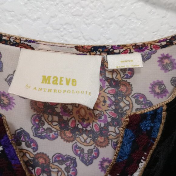 Anthropologie Maeve Quartier Latin Embroidered Patchwork Velvet Floral Dress - Picture 8 of 10